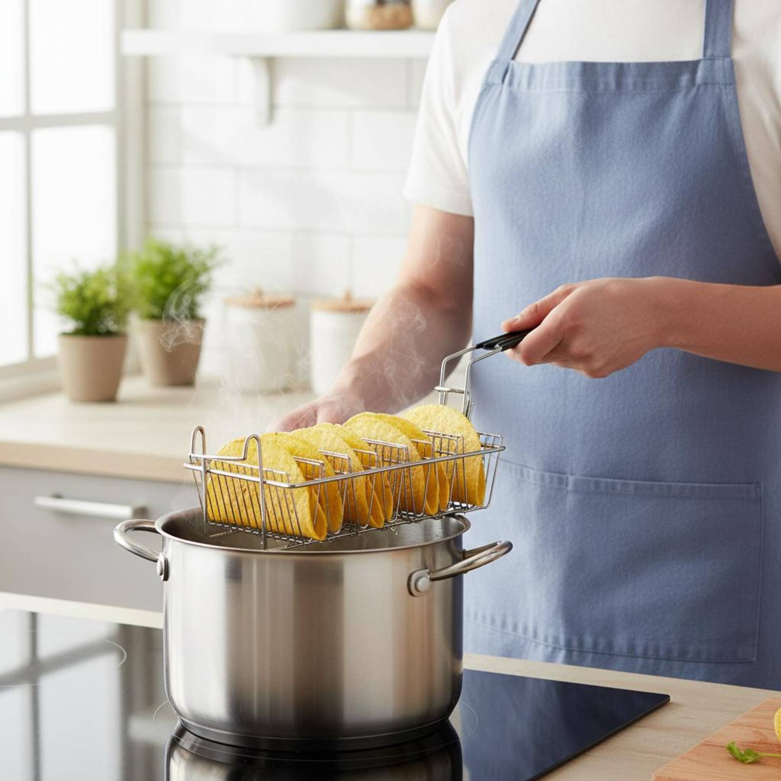 Deep Fryer Stainless - Cesto para Fritar Tacos com 8